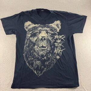 GRN Bear Graphic Print T-Shirt‎ USA Made Streetwear Tee Casual Mens Large Grunge